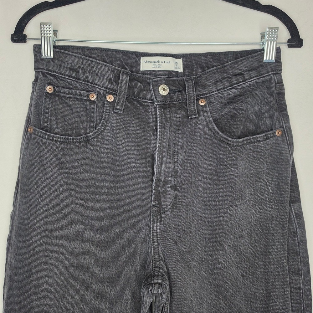 Abercrombie & Fitch The Loose High Rise Jeans Washed Black 26 2R - Picture 3 of 11